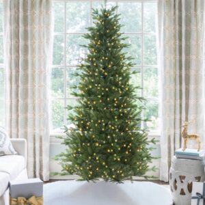 12' Alpine Fir Slim Artificial Christmas Tree with 1400 Warm White LED Lights