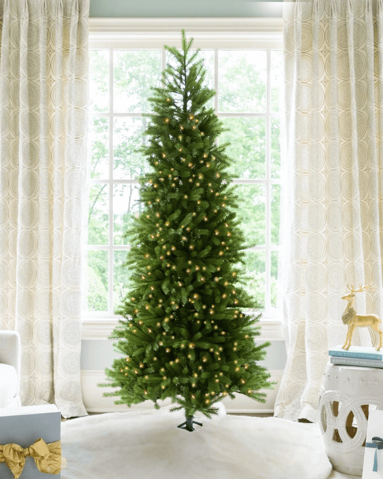 10' King Fraser Fir™ Slim Artificial Christmas Tree with 1100 Warm White LED Lights