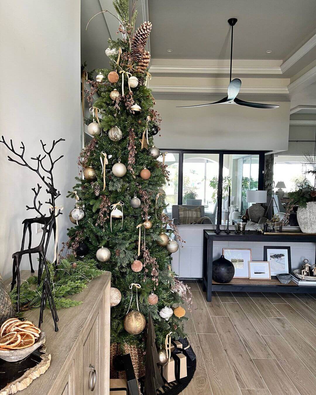 6.5' Yorkshire Fir Slim Artificial Christmas Tree with 400 Warm White LED Lights - Image 7