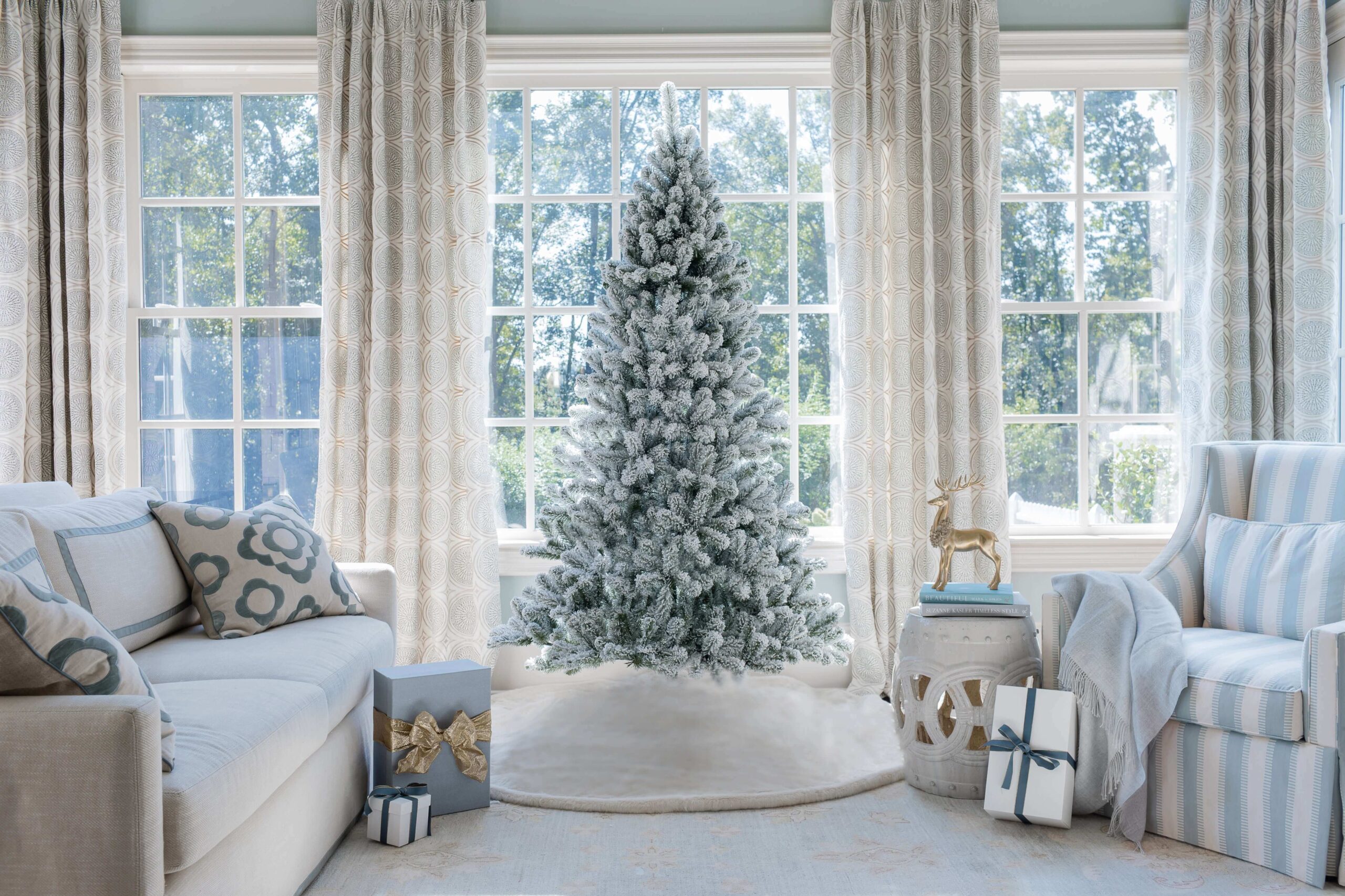 6' Prince Flock® Artificial Christmas Tree with 350 Warm White LED Lights - Image 2