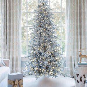 7.5' Queen Flock® Slim Artificial Christmas Tree with 1800 Lux LED Lights