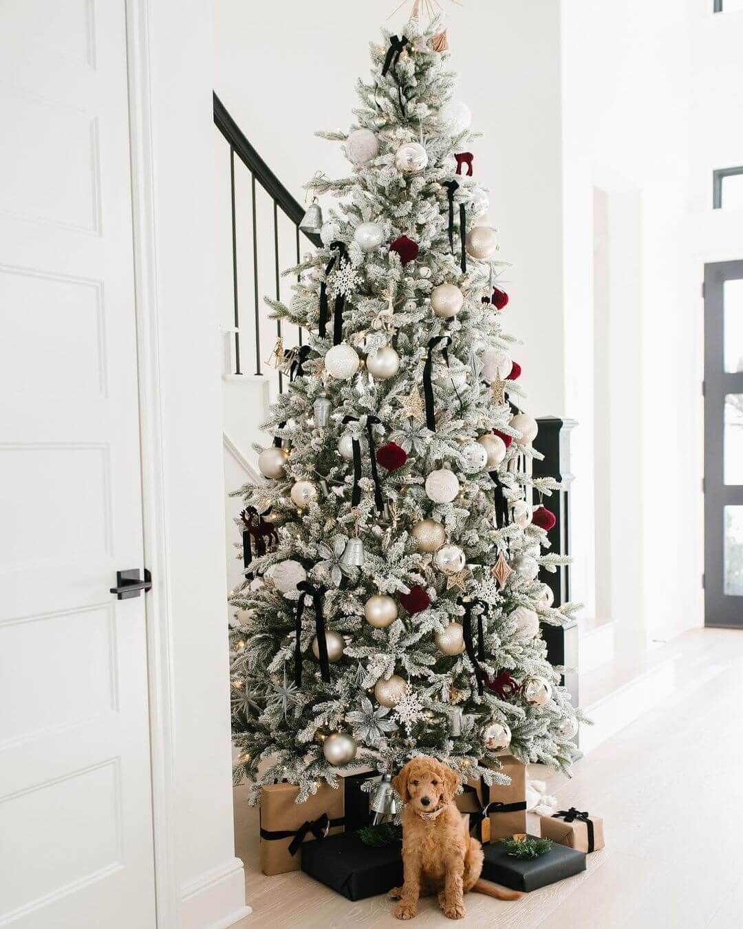 9' Queen Flock® Slim Artificial Christmas Tree with 900 Warm White LED Lights - Image 9