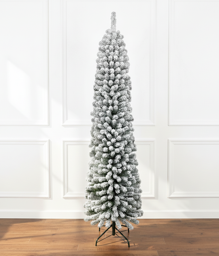 7' Prince Flock® Pencil Artificial Christmas Tree with 400 Warm White LED Lights - Image 2