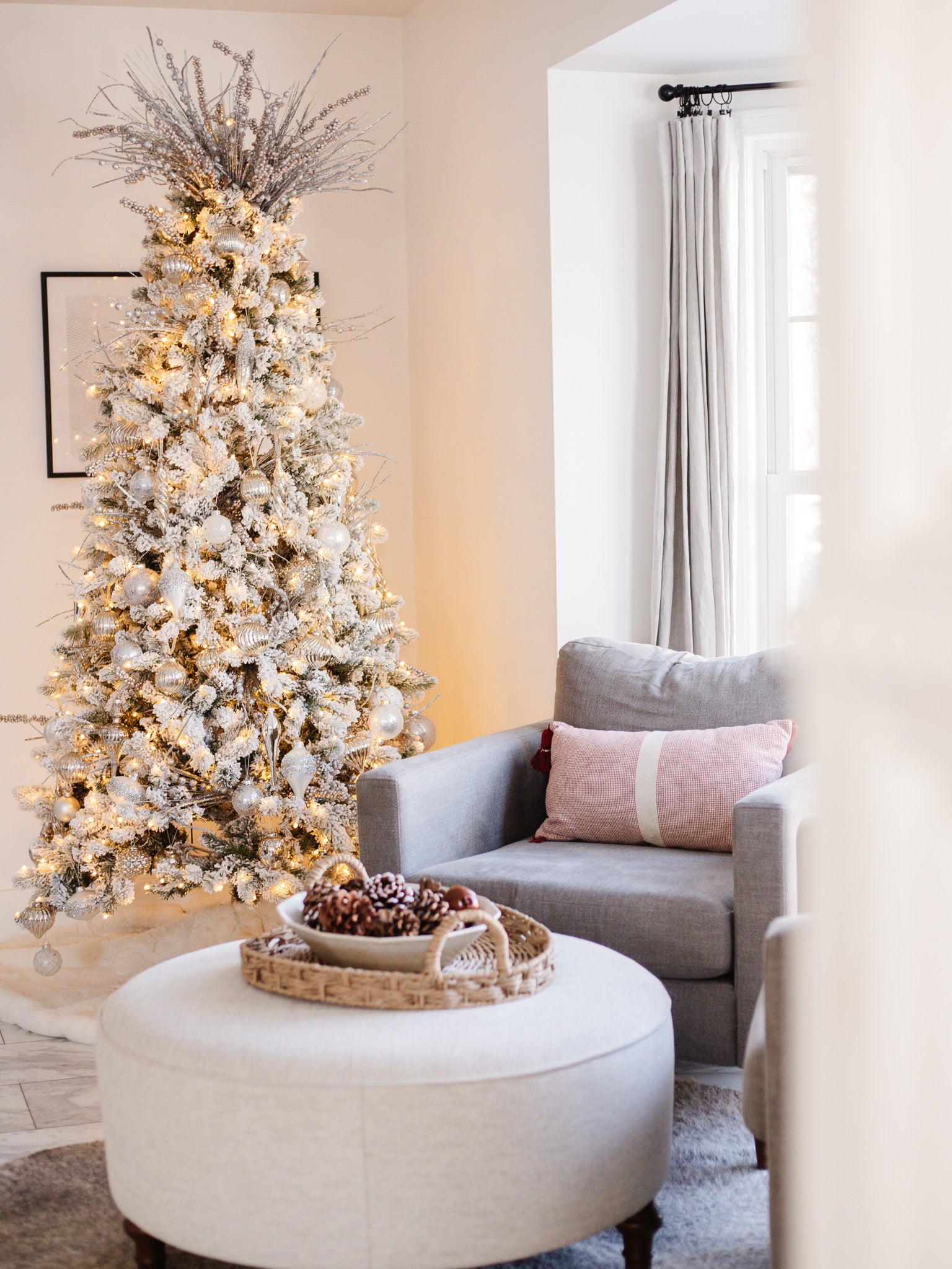 7.5' King Flock® Artificial Christmas Tree Unlit - Image 4