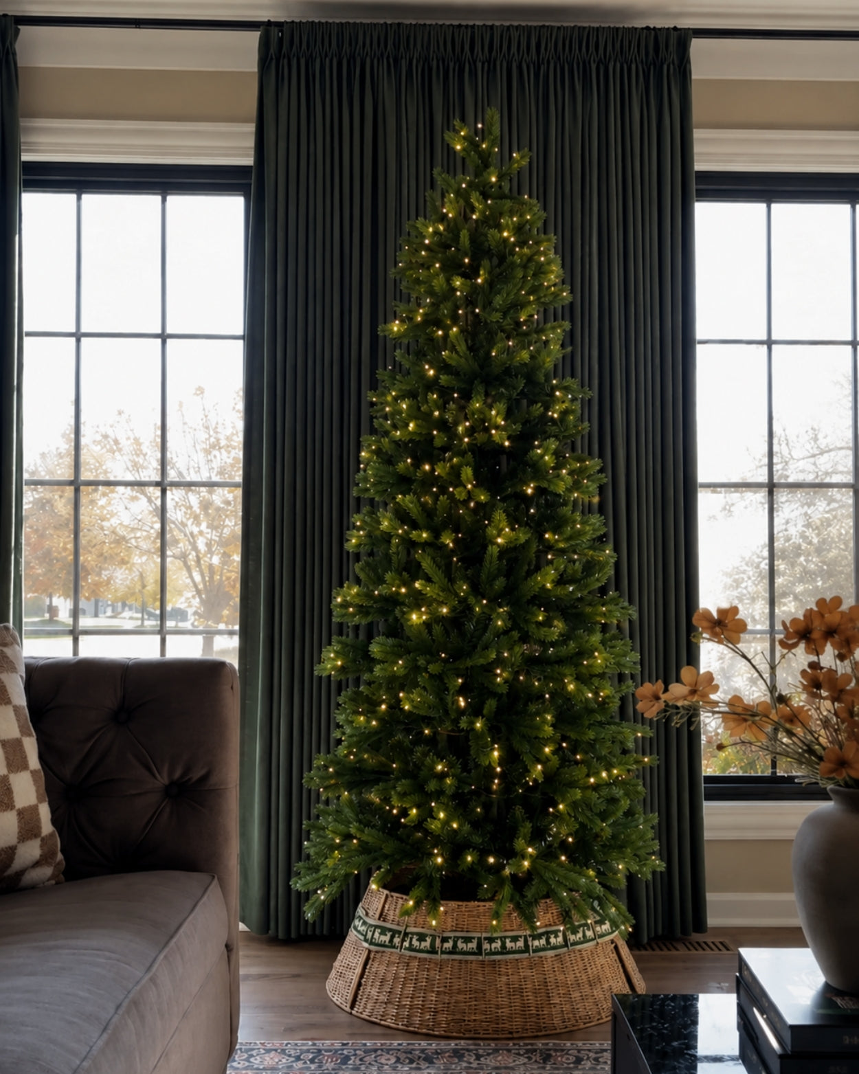 10' King Fraser Fir™ Slim Artificial Christmas Tree with 1100 Warm White LED Lights - Image 8