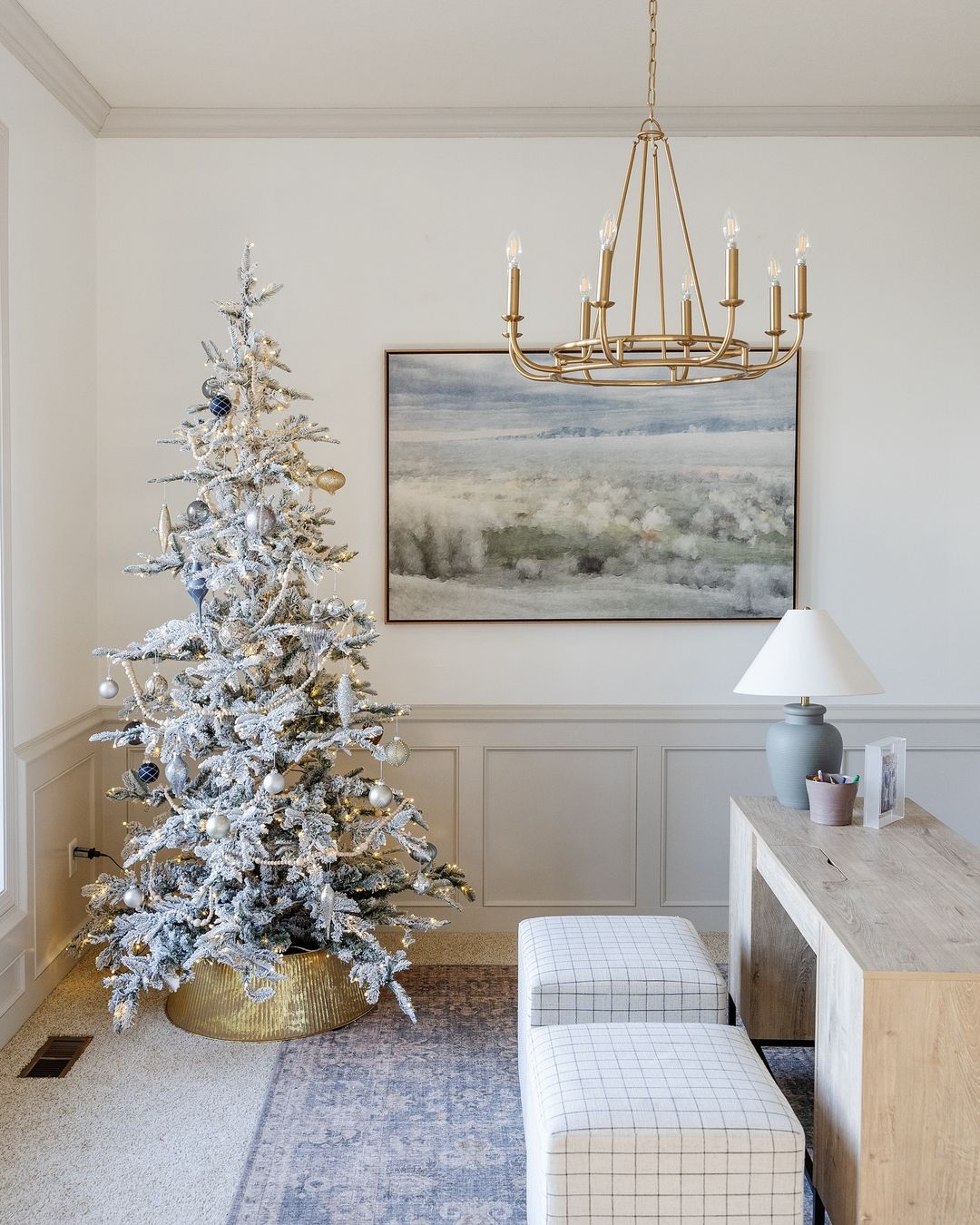 7' King Noble Flock Artificial Christmas Tree Unlit - Image 2