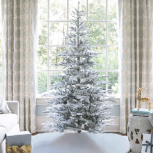 7' King Noble Flock Artificial Christmas Tree Unlit