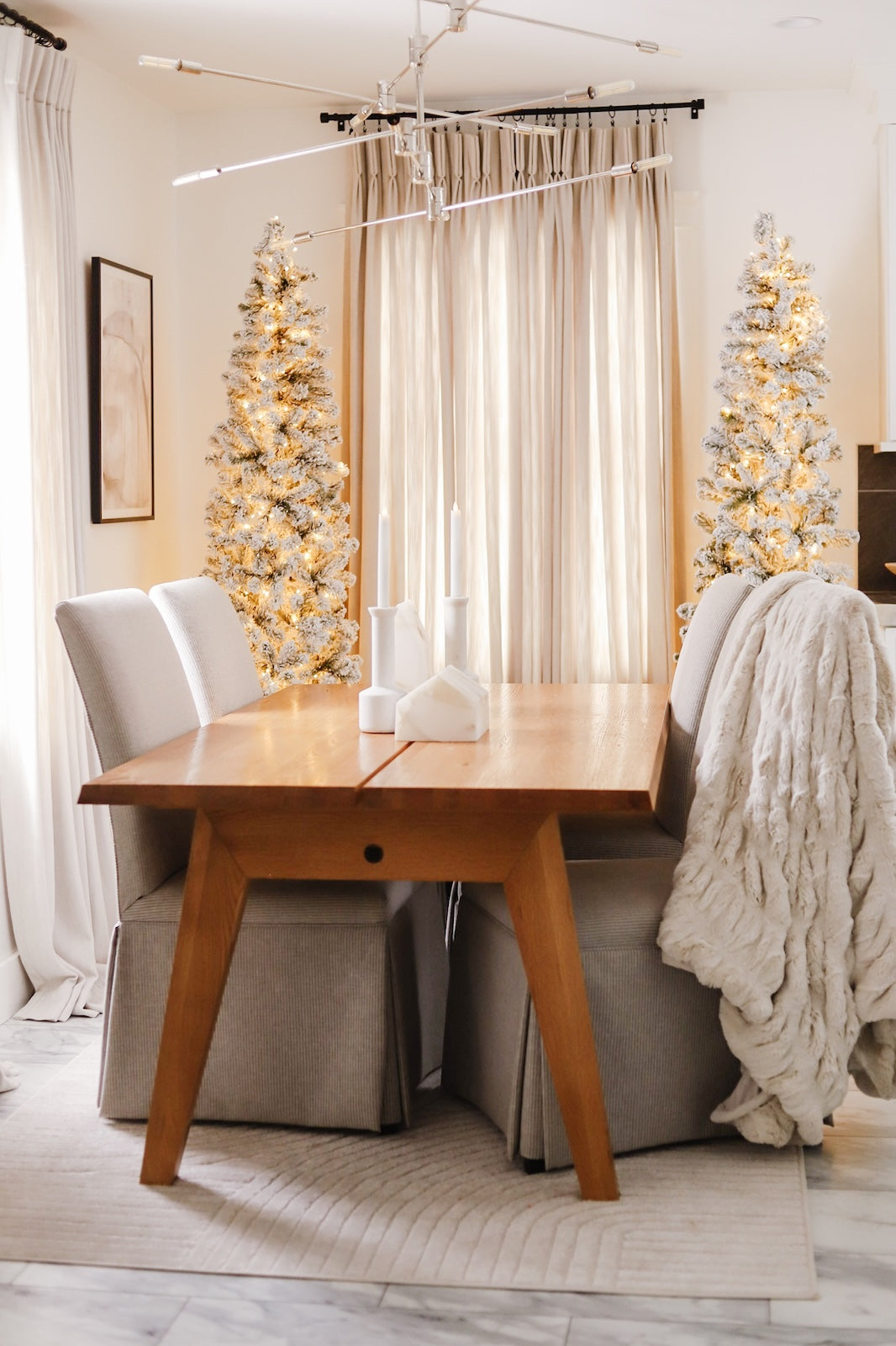 7' Prince Flock® Pencil Artificial Christmas Tree with 400 Warm White LED Lights - Image 3